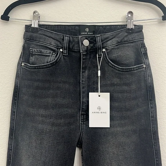 Anine Bing Beck High Rise Slim Jeans Iron Grey Gray Meghan Markle Size 25 - Picture 5 of 11